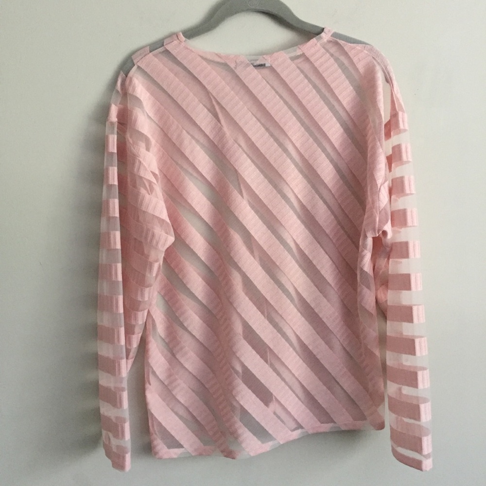 SOLD! ➳ Zara Sheer Striped Long Sleeve Blouse - Picture 3 of 8
